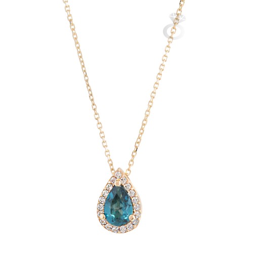 Χρυσό κολιέ με London Blue Topaz Χρυσό κολιέ με London Blue Topaz